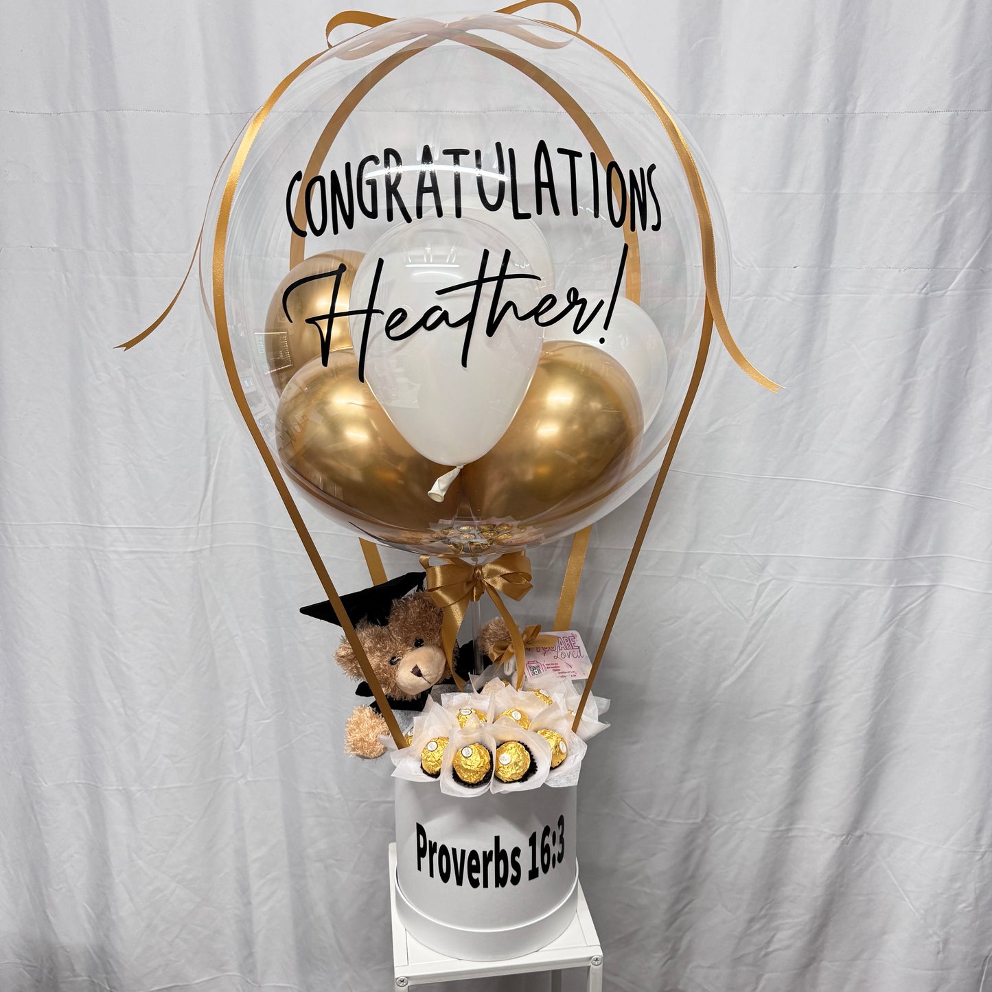 Graduation Bear and Ferrero Hot Air Balloon Gift Box